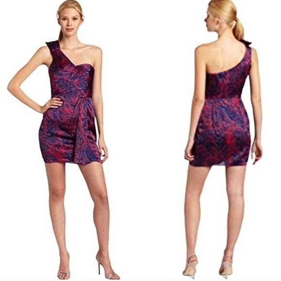 91. NWOT BCBGeneration Animal Print One Shoulder Dress - Picture 1 of 5
